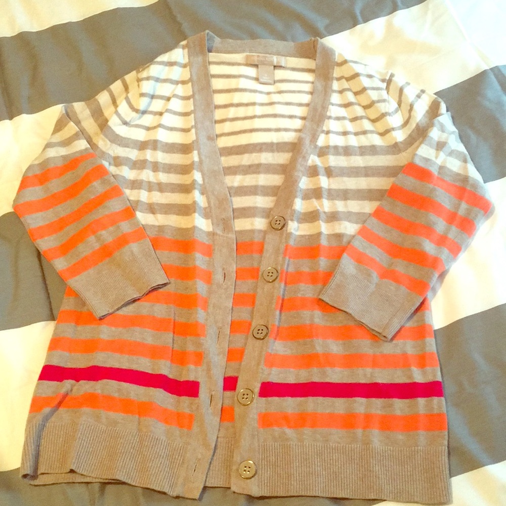 Banana Republic 3/4 sleeve stripe cardigan